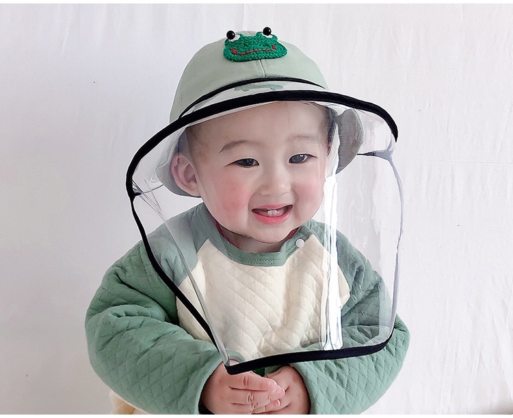 Baby Bucket Hat Protective Full Face Shield Cover Kids Hats Anti Saliva Dustproof Dual-use Sun Hat Cap With Clear Facial Mask